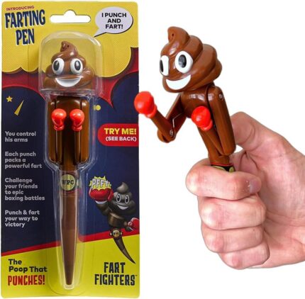 Farting Poop Pen with Punching Arms - Makes Funny Fart & Action Sound With Every Punch, Perfect Novelty Gift For Kids, Teens & Boys, Silly Gag Gift & Interactive Pen Toy With Big Laughs (Boxer)
