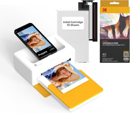 KODAK Dock Plus 4PASS Instant Photo Printer, 4x6 inches, 50 Sheets Bundle