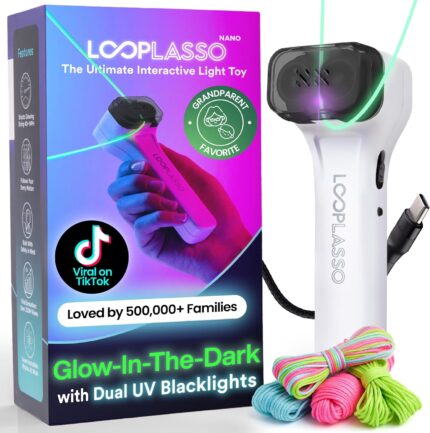 Loop Lasso NANO Glow in the Dark Rave Toys with Built-in UV Blacklight - Interactive Rope Launcher STEM Toy - Viral Flow and String Shooter Toy for Kids and Adults