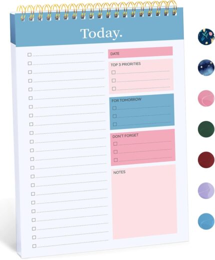 Taja To Do List Notepad - To Do List Notebook for Work with 52 Sheets, 9.8" x 6.5", Undated Daily Planner Perfect for Daily Tasks and Goal Setting, Notepad Suitable for Office, Home & School - Early Dawn