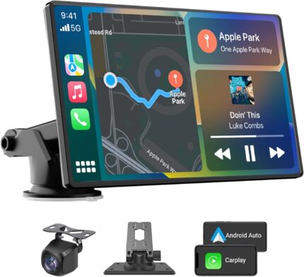 2026 Enhanced Carplay Screen for Car - 7" HD Portable Carplay & Android Auto with Bluetooth, HD Backup Camera, GPS Navigation, Siri, FM Radio, AUX, and Mirror Link – Compatible with All Vehicles