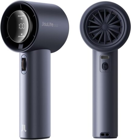 JISULIFE Portable Handheld Fan,Speed(1-100) Adjustable Turbo Mini and 3600mAh Battery Rechargeable Personal Fan,Digital Display,Gifts for Women Men Travel/Camping/Outdoor-Blue