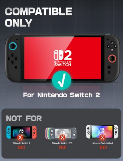 Mumba Dockable for Nintendo Switch 2 Case with Flip Stand, [Titan] Ergonomic Switch 2 Grip Protective Cover Holds 5 Game Cards & 2 TF Cards TPU Accessories and Quick-Release Joy-Con Design(Black)